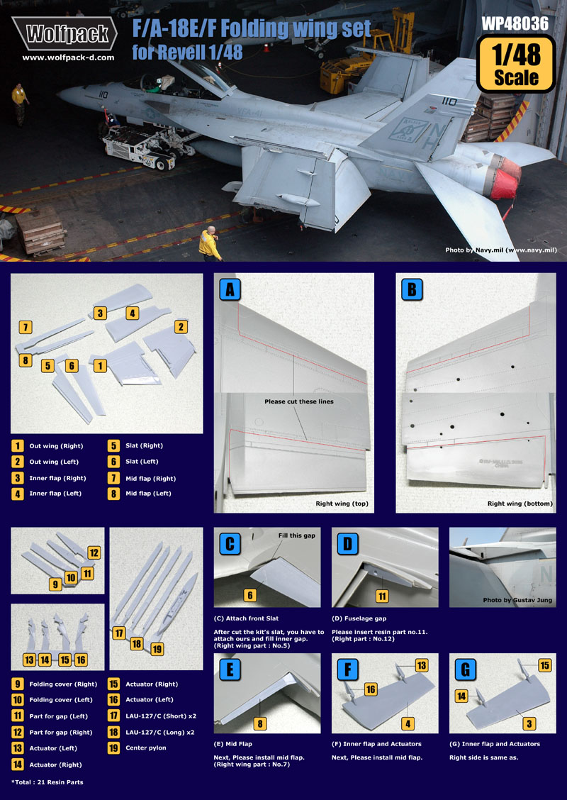Wolfpack Design 48027 F/A-18A/B/C/D Hornet Folding Wing Conversion Set 